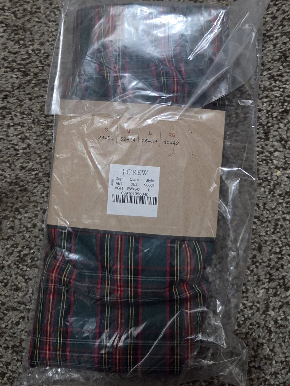 “Vintage 2007 J. CREW Deadstock Woven Boxers Tartan Plaid NIP Size L”